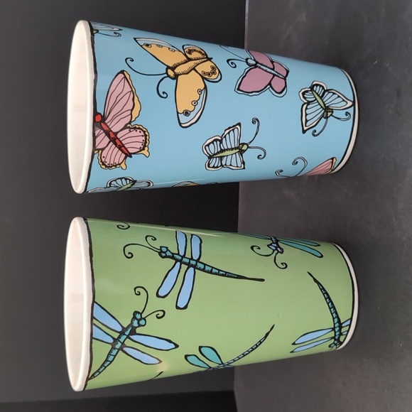 Bugz By Ursula Dodge Set If 2 Tall Ceramic Butterfly/ Dragonfly Mugs. - Picture 4 of 9